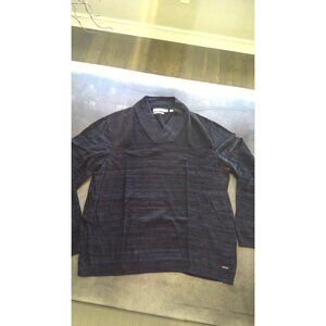 Calvin Klein Pullover Shawl Collar Black and Navy Blue Sweater XL Extra Large